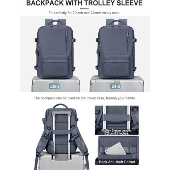 Large Travel Backpack Bag for Women Men,Carry on Backpack,17 Inch Laptop Bag - Picture 6 of 7